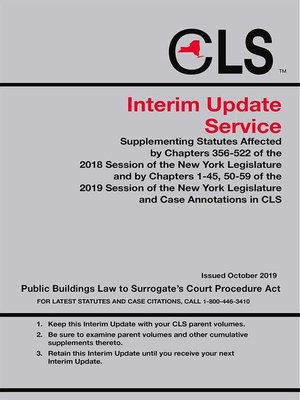 cover image of New York Consolidated Laws Service (CLS) Interim Update Service